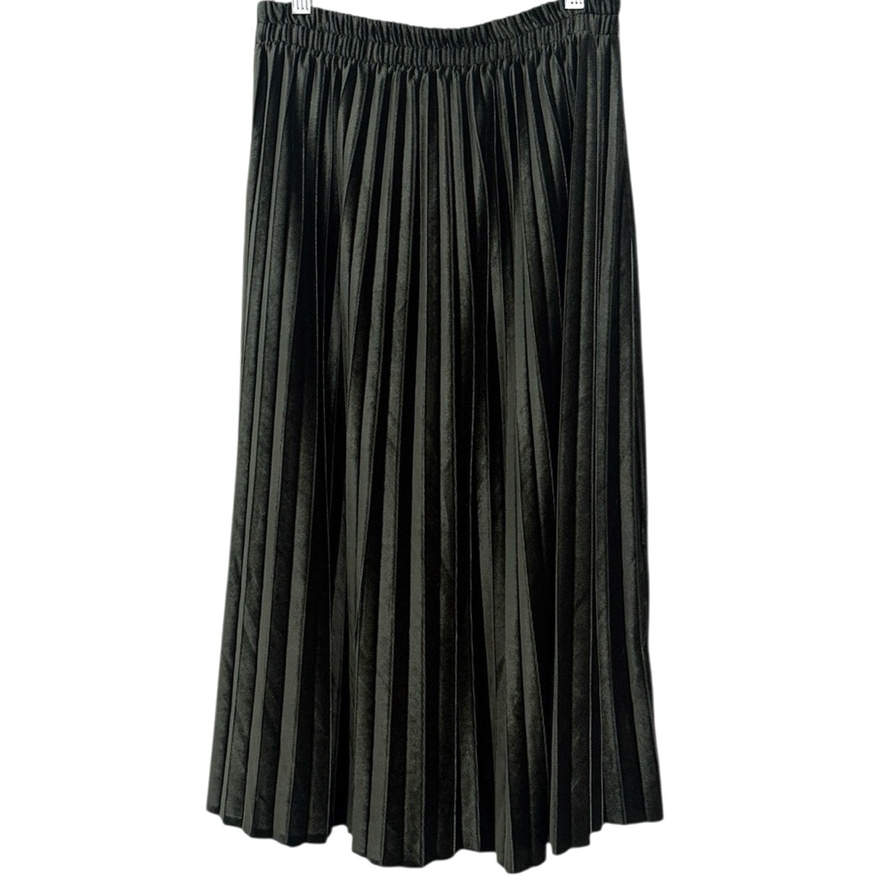 Ninexis Emerald Green Velvet Long Midi Pleated Skirt Sz OS